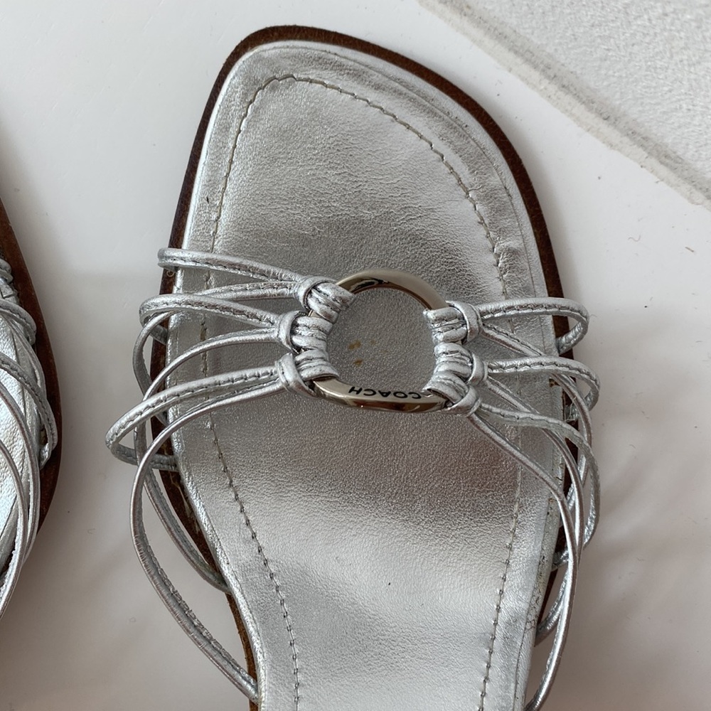 COACH Silver Strap stacked Heel Sandals - Picture 5 of 10